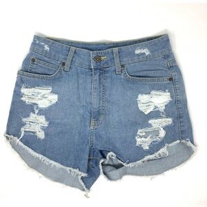 CARMAR Distressed Denim Shorts - Light Blue